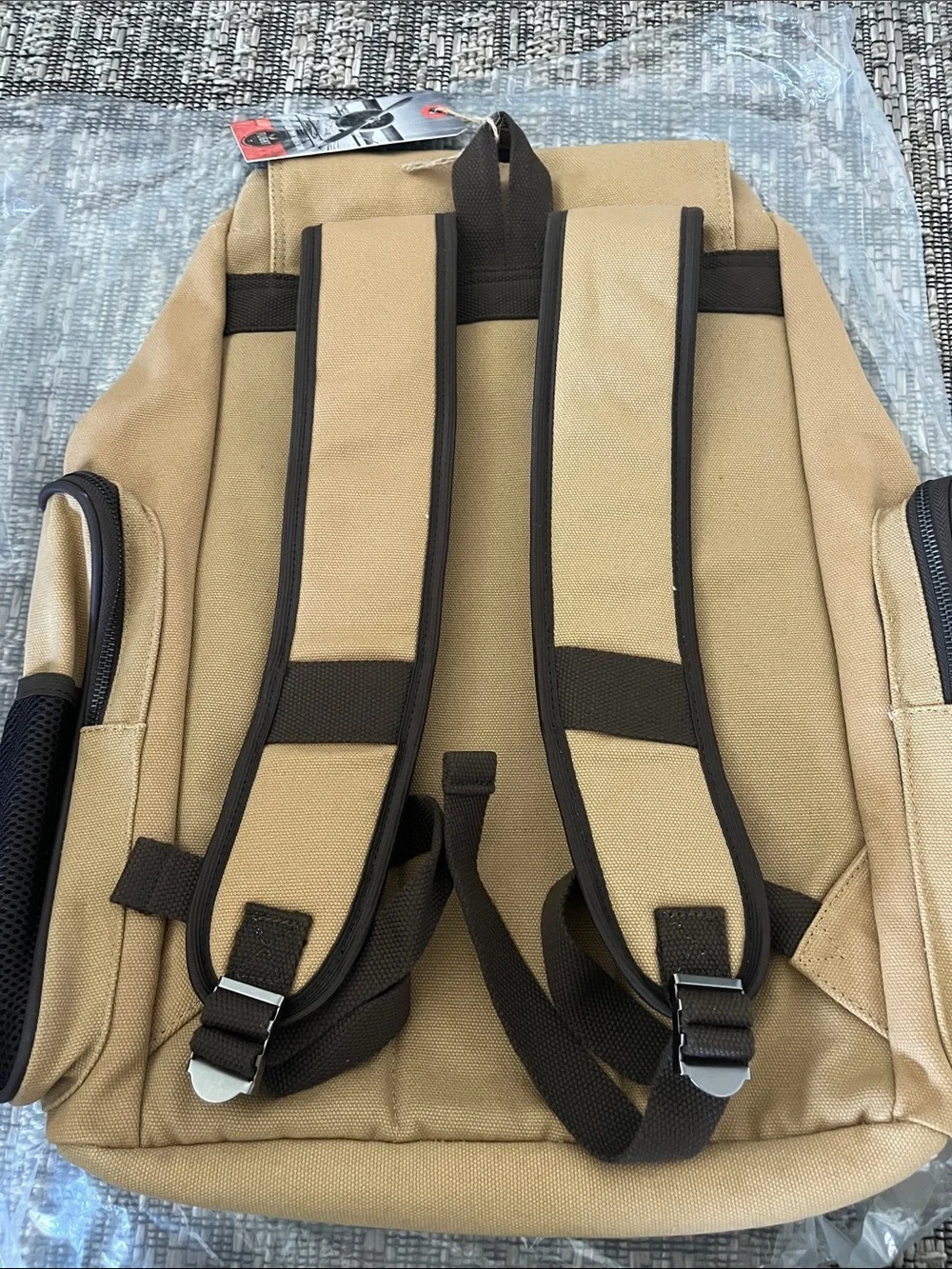 Flight Canvas Tan Backpack with Brown Accents